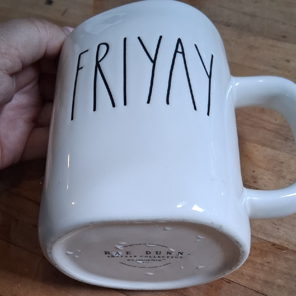 Rae Dunn White Ceramic 'FRIYAY' Coffee Mug